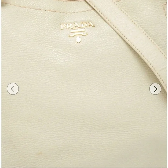 PRADA AUTHENTIC PEBBLED CREAM LEATHER HANDLE/CROSSBODY GOLD HARDWARE - Picture 12 of 12